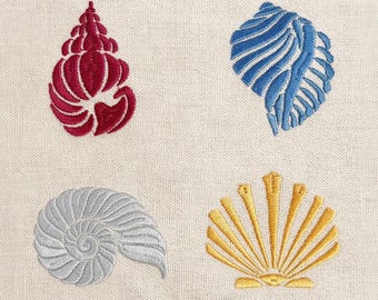 set of 4 Seashells, 3 sizes each, machine embroidery designs