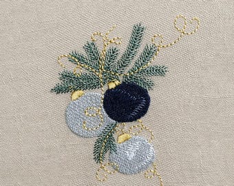 Christmas bauble and Pine, 3 sizes, machine embroidery designs