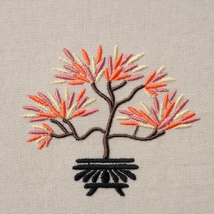 Flowering bonsai tree, 4 sizes, machine embroidery designs image 1