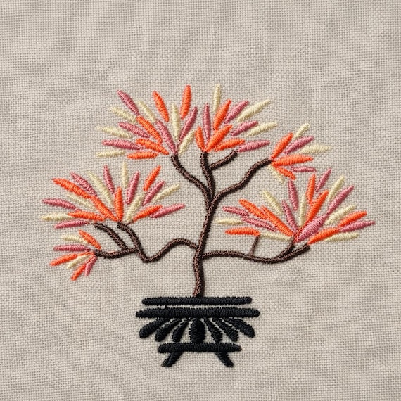 Flowering bonsai tree, 4 sizes, machine embroidery designs