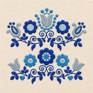 Set mit 2 polnischen Zierblumen, je 2 Größen, Maschinenstickerei-Designs