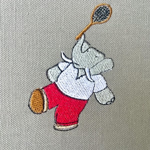 Babar Elephant, Royal Elephant playing tennis, Tennis Elephant, 3 sizes machine embroidery designs instant download