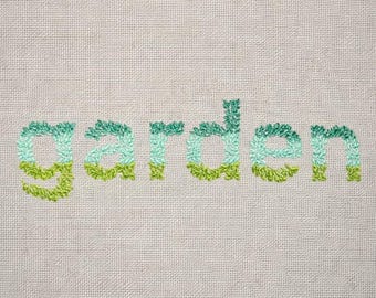 Blätter Schrift, Groß- und Kleinbuchstaben, 5 Größen, Maschinenstickmotive