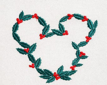 Christmas holly Head Mouse way, 5 sizes each, machine embroidery designs