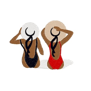 Mädchen am Meer, Stickdatei für die Stickmaschine, Stickdatei in 5 Größen