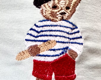 Teddy bear Parisian, Paris France, 3 sizes, machine embroidery designs instant download