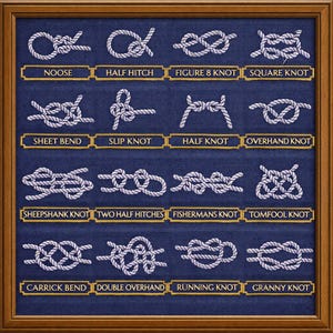 Bundle of nautical knots x16 English, one size each, machine embroidery designs