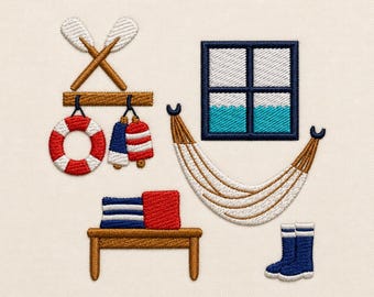 Coastal interior, 4 sizes, machine embroidery designs