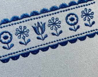 Folk Floral Border, 5 sizes, machine embroidery designs