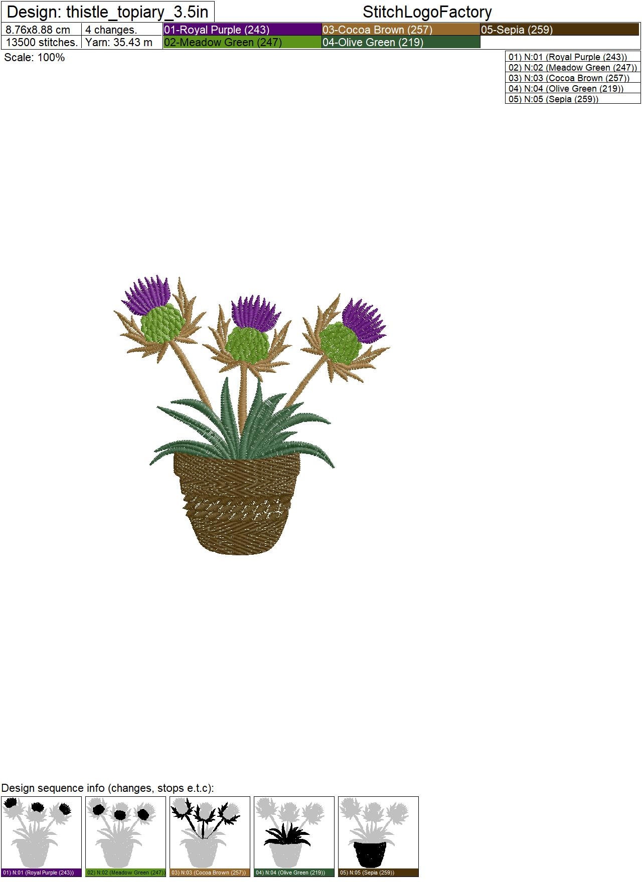 Set of 3 Wild Topiaries, Ivy Leaves, Thistle, Bamboo 3 Sizes Each