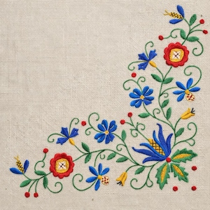 Folk Flowers Corner, ricamo floreale, 5 misure, disegni per ricamo a macchina