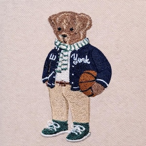 Teddy bear, Basketball Bear with Varsity Jacket, 3 sizes, machine embroidery designs