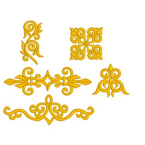 set of 5 baroque borders, baroque ornaments, 3 sizes each machine embroidery designs instant download
