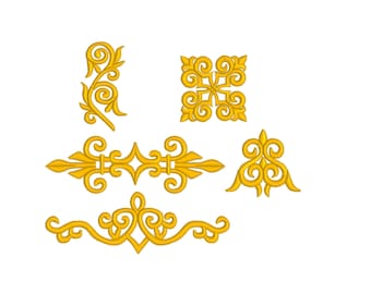 set of 5 baroque borders, baroque ornaments, 3 sizes each machine embroidery designs instant download