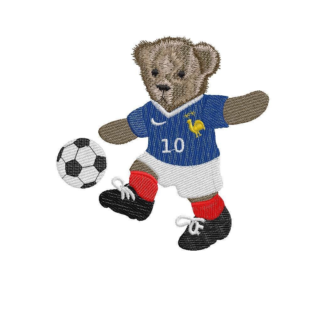 Teddy Bear Soccer Player France, 3 Sizes, Machine Embroidery  display picture 2