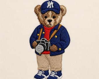 Teddy bear Photographer, 3 sizes, machine embroidery designs