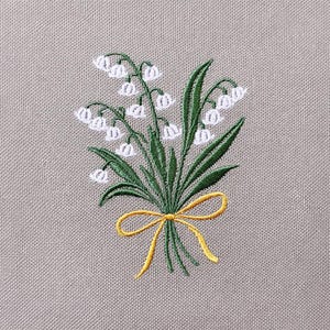 Bunch of Lily of the Valley with bow, 3 sizes, machine embroidery designs