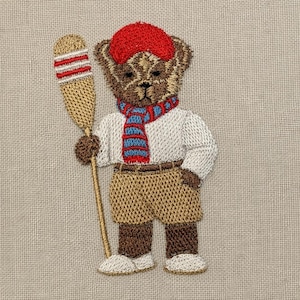 Oso de peluche remando, 3 tamaños, diseños de bordado a máquina