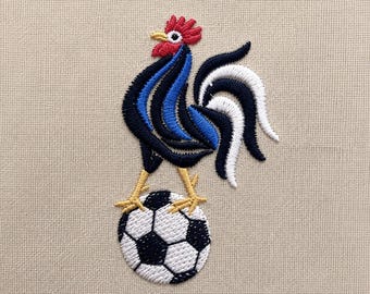 French Soccer rooster with ball, 4 sizes, machine embroidery designs