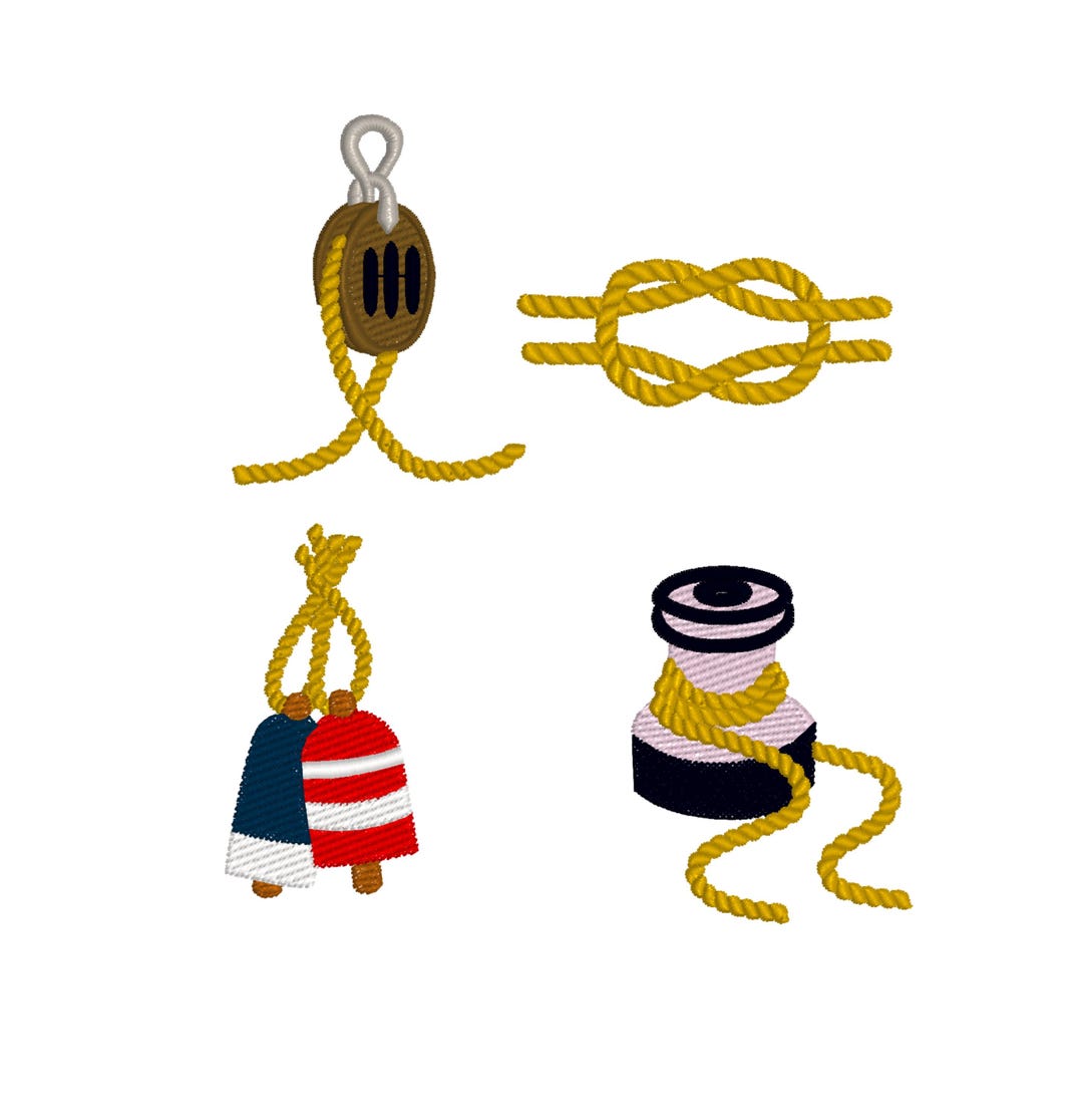 Nautical Ropes and Knots Embroidery Set, 3 Sizes Each, Machine ...