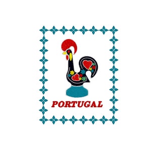 Portuguese Rooster of Barcelos, 4 sizes machine embroidery designs instant download
