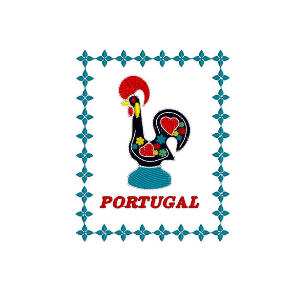 Portuguese Rooster of Barcelos, 4 sizes machine embroidery designs instant download