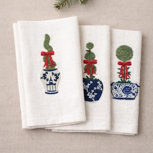 set of 3 Chinoiserie topiary, 3 sizes each, machine embroidery designs