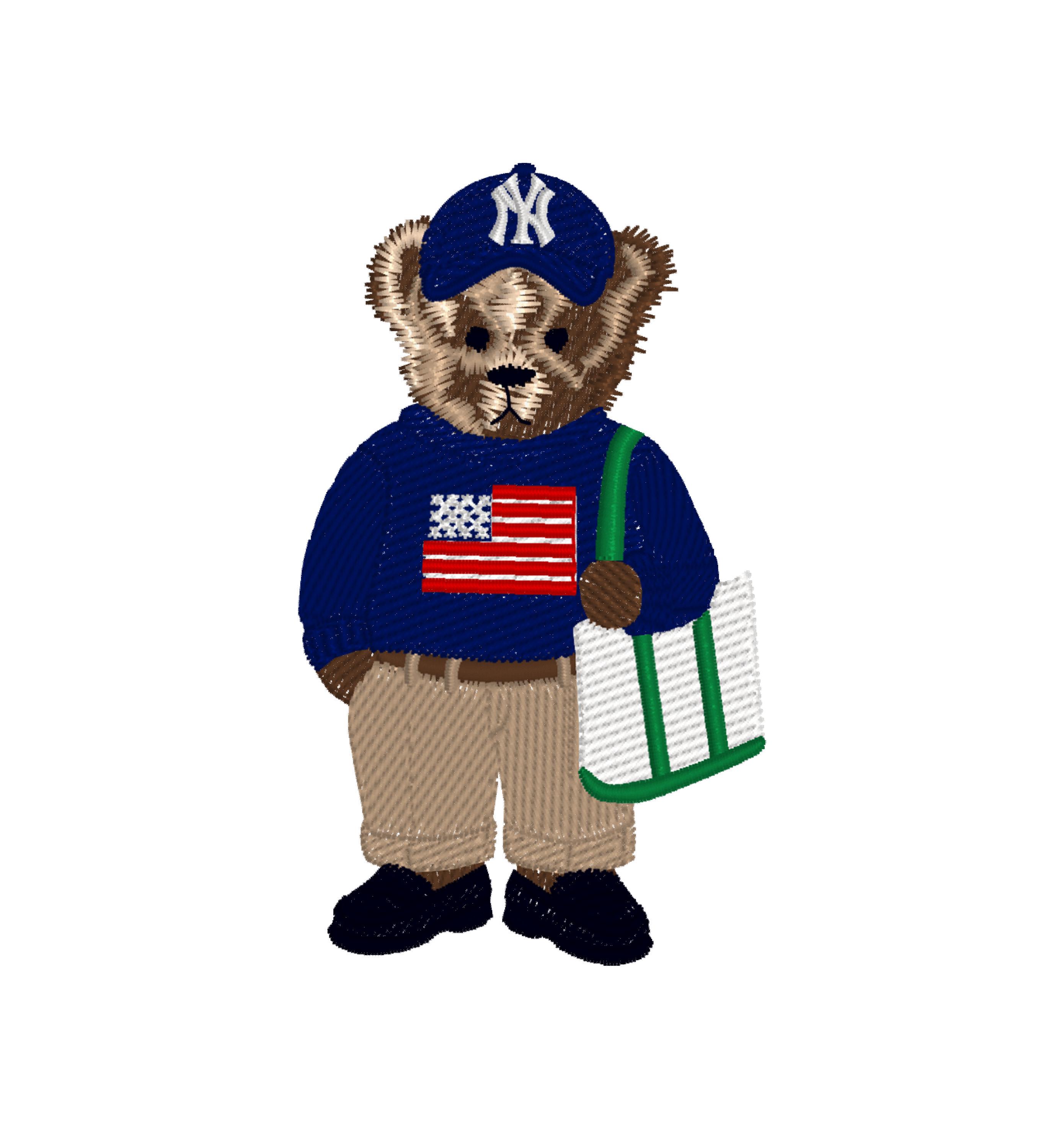 Teddy Bear, Cool City Bear American Flag Hoodie, Cap & Tote bag, 3 sizes, machine embroidery designs instant download