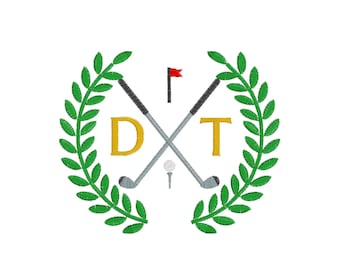 Golf Monogram Frame (with or without letters), 5 sizes, machine embroidery designs instant download