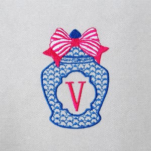 Chinoiserie Jar Monogram, Blank monogram, 3 sizes, machine embroidery designs