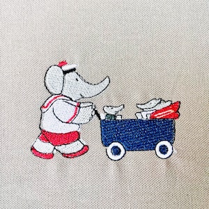 Babar Elephant, Royal Elephant with Stroller, 3 sizes machine embroidery designs instant download