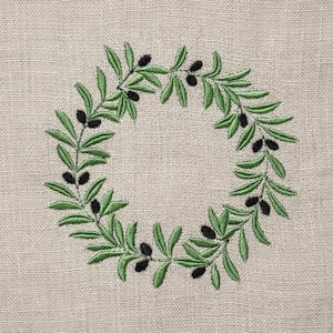 Reihe von Olivenmustern, Zweig, Krone, je 3 Größen, Stickmuster