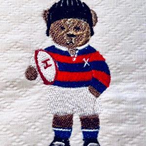 Teddy bear rugby player, 3 sizes, machine embroidery designs instant download