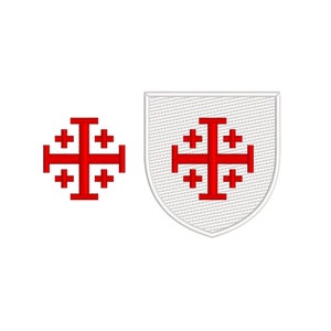 Jerusalem Cross and Jerusalem Cross blason 15 sizes each, machine embroidery design, instant download