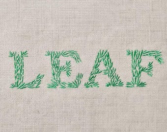 Leaf Font, made of leaves, 4 sizes, machine embroidery designs