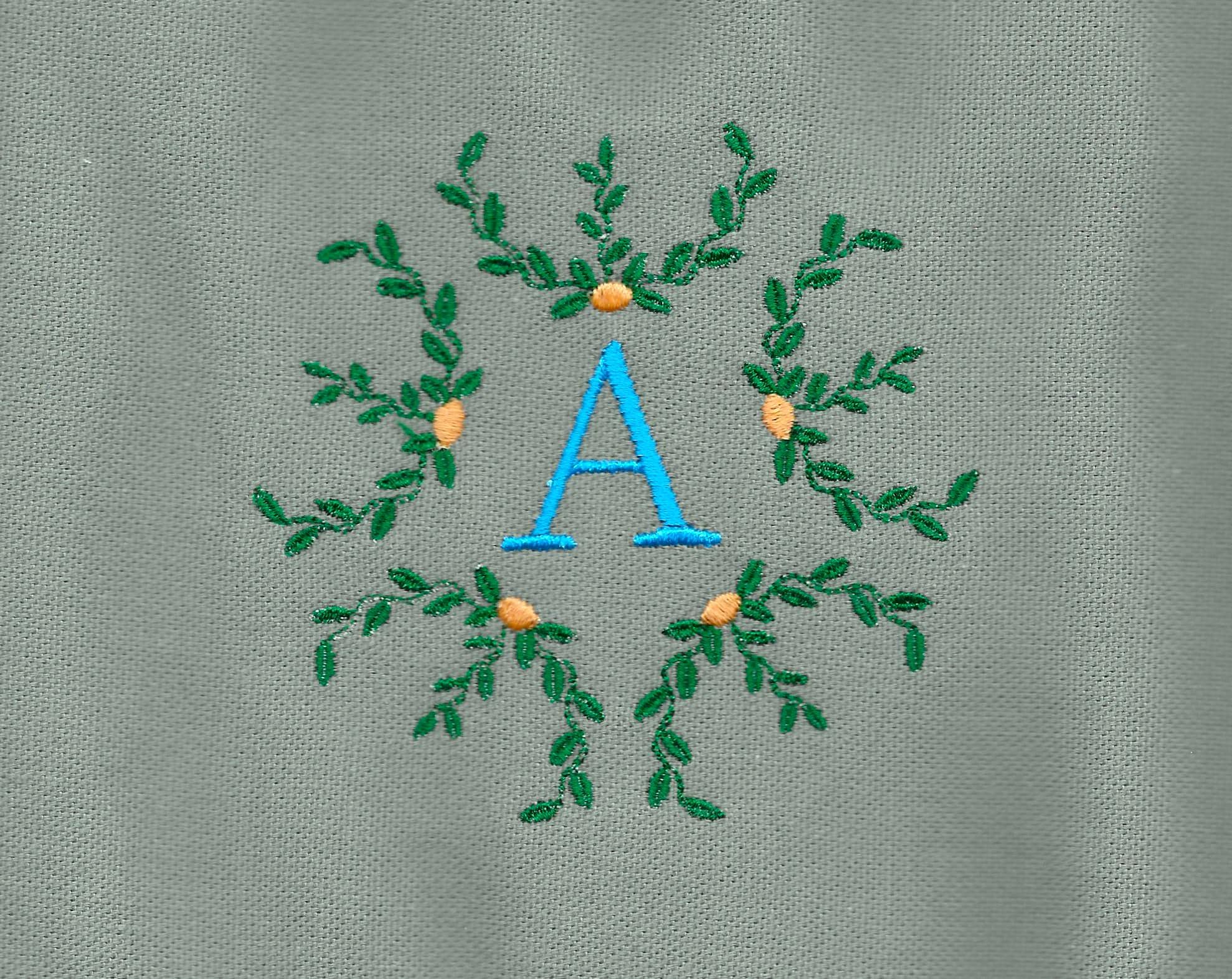 Orange leafy circle frame, 4 sizes machine embroidery designs instant download