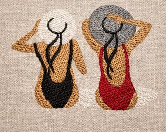 girls at the seaside, 5 sizes, machine embroidery designs