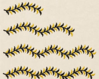 Bicolor Leaf Border, 4 sizes, machine embroidery designs