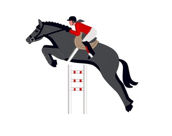 horsewoman, woman riding horse, Showjumping Horse, 4 sizes, machine embroidery designs