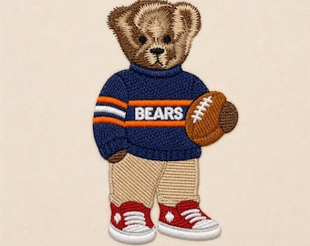 Teddy bear Football sweater, 3 sizes, machine embroidery designs