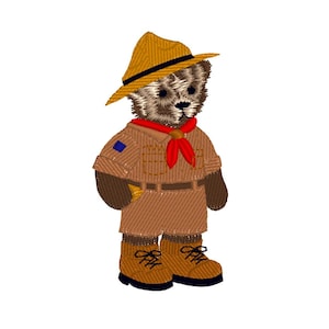 Teddy bear boy scout in uniform, 3 sizes, machine embroidery designs instant download