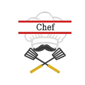 Cooking Chef Split Frame for apron, machine embroidery designs, 5 sizes, instant download