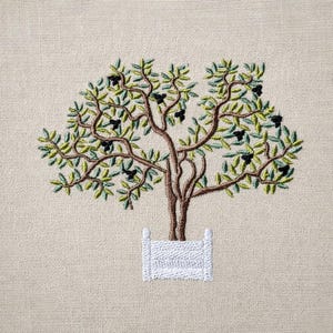 オリーブの木、3サイズ、機械刺繍デザイン