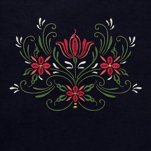 Flores populares Rosemaling, 3 tamaños, diseños de bordado a máquina