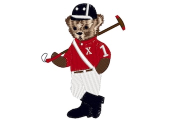 Teddy bear Polo player **updated version**, 3 sizes, machine embroidery designs instant download