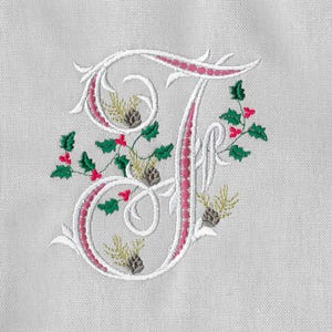 Monogramas antiguos vintage para Navidad, 26 letras mayúsculas, 5 tamaños, diseños de bordado a máquina
