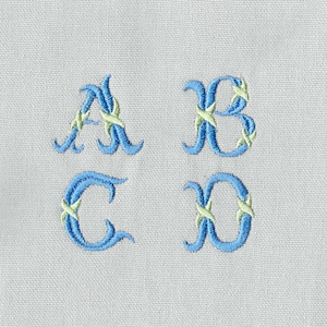 Mini monogramas vintage elegantes, 26 letras mayúsculas, 10 tamaños, diseños de bordado a máquina, descarga instantánea