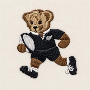 Teddy bear rugby player all blacks, 3 sizes, machine embroidery designs