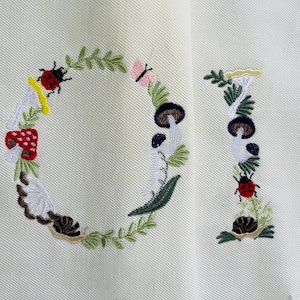 mushroom, ladybug, butterfly and snail font, one size, machine embroidery designs