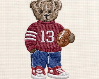 Teddy bear Football sweater, 3 sizes, machine embroidery designs